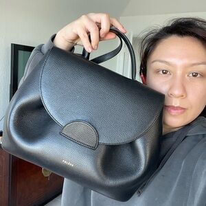 Polene Numero Un Black Bag (Textured Leather)